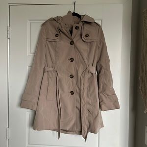 London Fog Tan Trench Coat with Hood